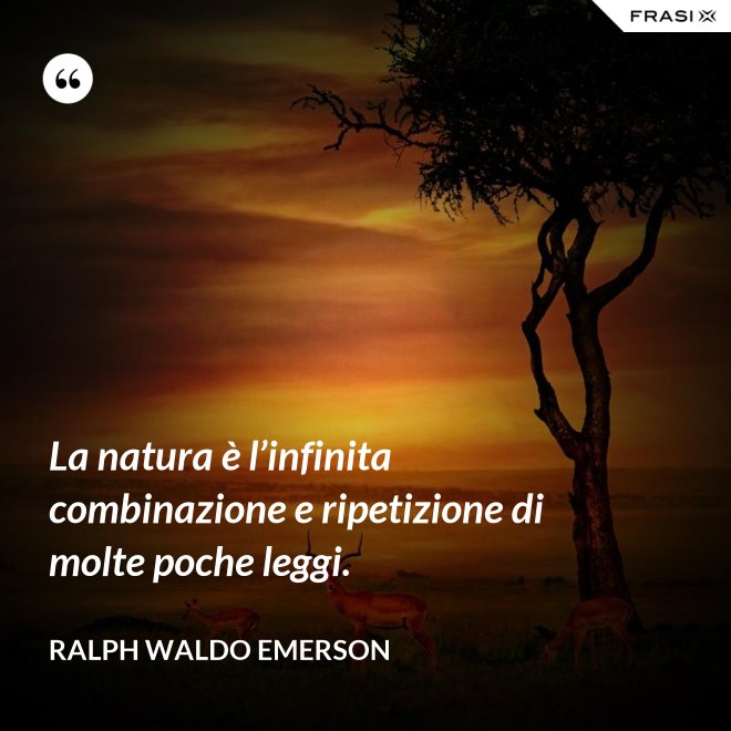 La natura è l’infinita combinazione e ripetizione di molte poche leggi. - Ralph Waldo Emerson