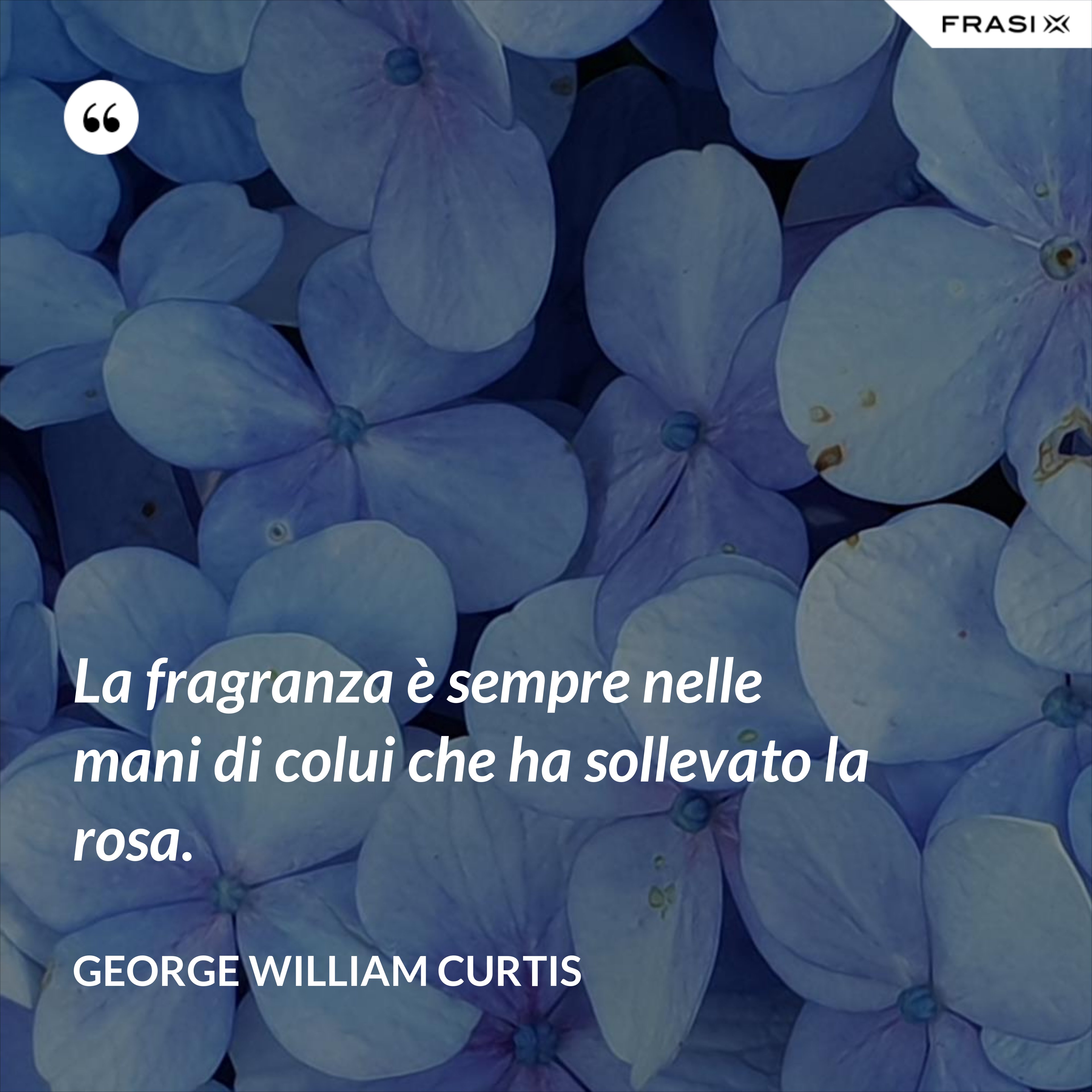 La fragranza è sempre nelle mani di colui che ha sollevato la rosa. - George William Curtis