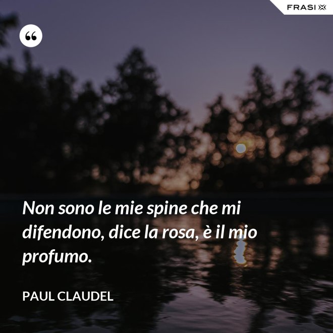Non sono le mie spine che mi difendono, dice la rosa, è il mio profumo. - Paul Claudel