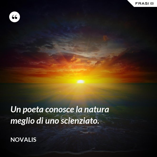 Un poeta conosce la natura meglio di uno scienziato. - Novalis