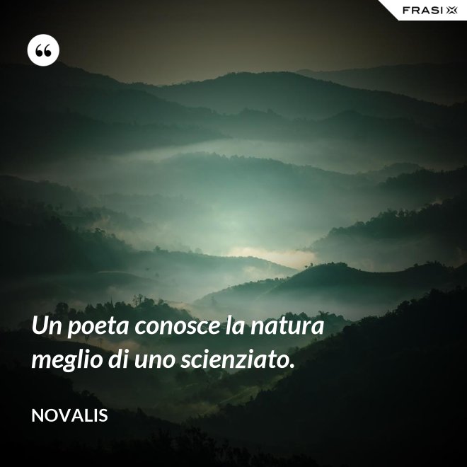 Un poeta conosce la natura meglio di uno scienziato. - Novalis