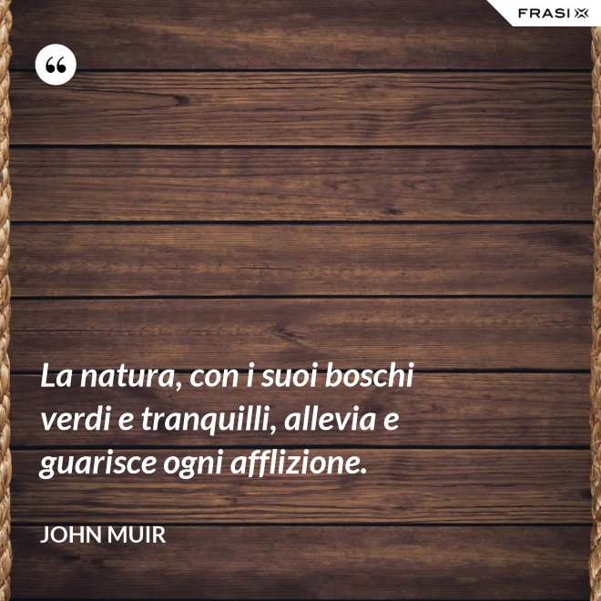 La natura, con i suoi boschi verdi e tranquilli, allevia e guarisce ogni afflizione. - John Muir