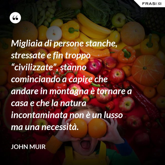 Migliaia di persone stanche, stressate e fin troppo “civilizzate”, stanno cominciando a capire che andare in montagna è tornare a casa e che la natura incontaminata non è un lusso ma una necessità. - John Muir