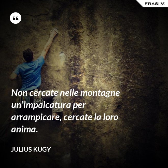 Non cercate nelle montagne un’impalcatura per arrampicare, cercate la loro anima. - Julius Kugy