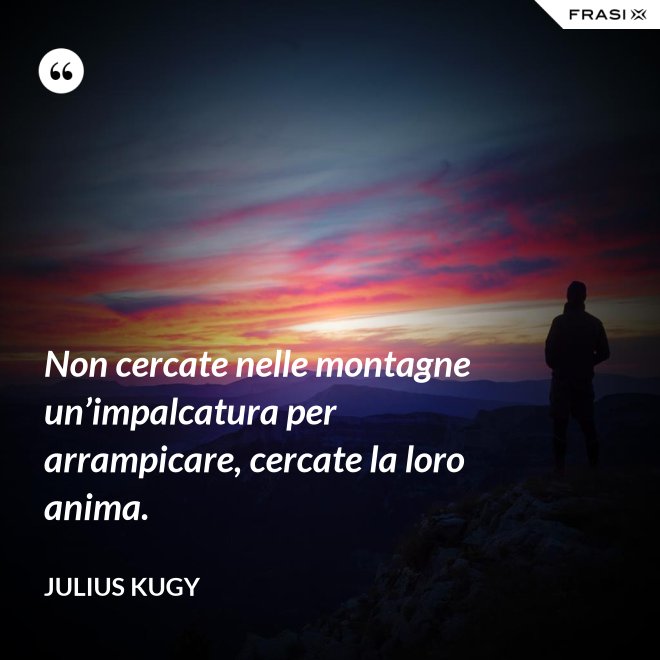 Non cercate nelle montagne un’impalcatura per arrampicare, cercate la loro anima. - Julius Kugy