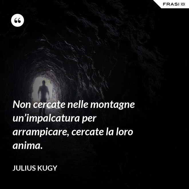 Non cercate nelle montagne un’impalcatura per arrampicare, cercate la loro anima. - Julius Kugy