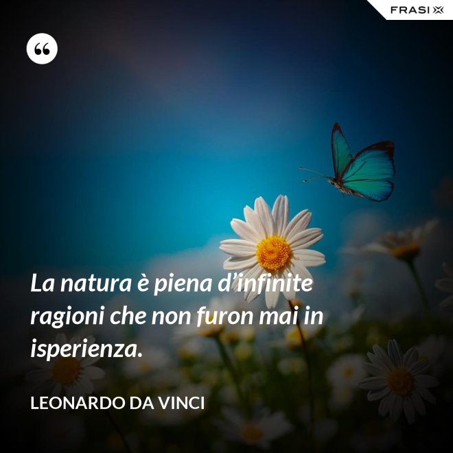 La natura è piena d’infinite ragioni che non furon mai in isperienza. - Leonardo Da Vinci