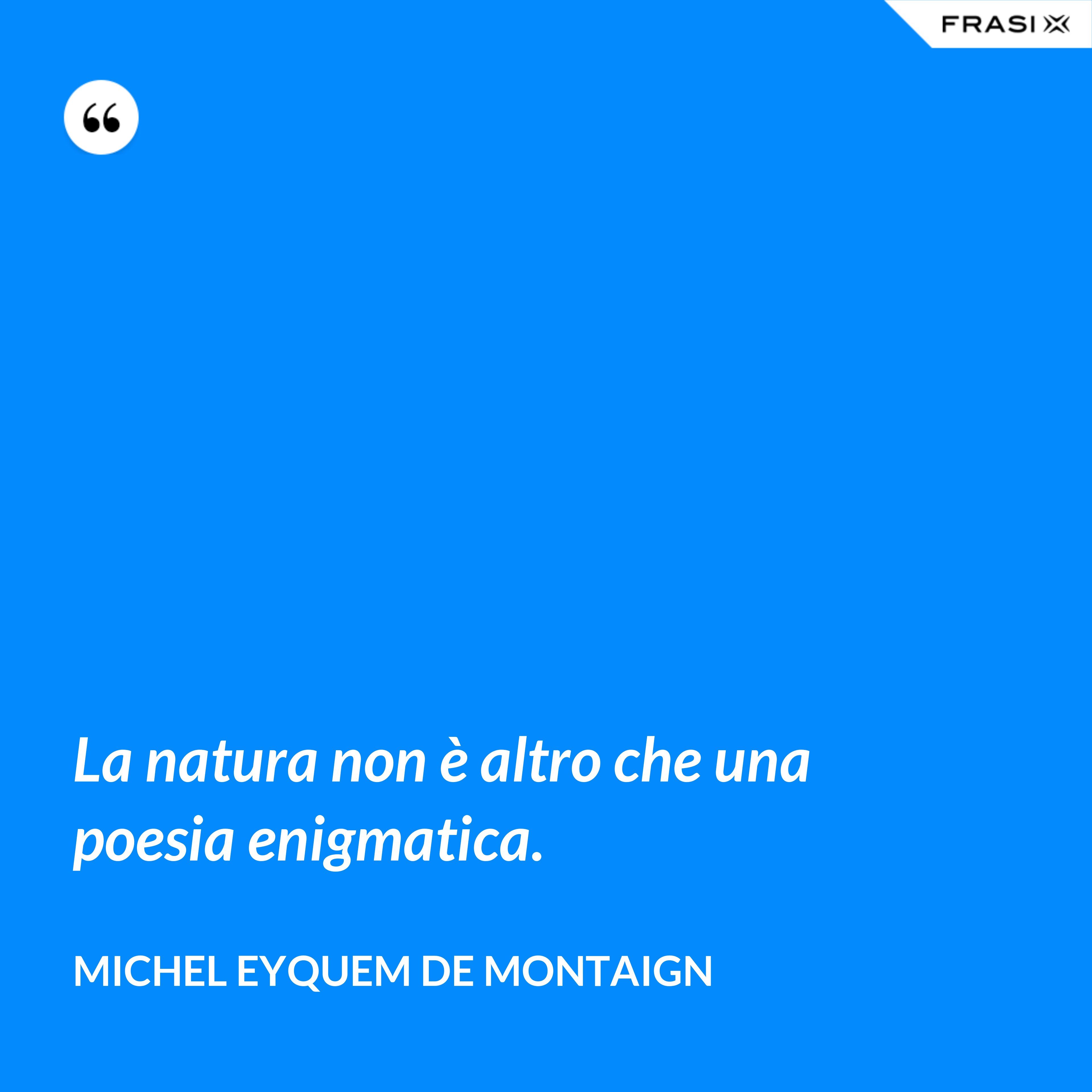 La natura non è altro che una poesia enigmatica. - Michel Eyquem de Montaign