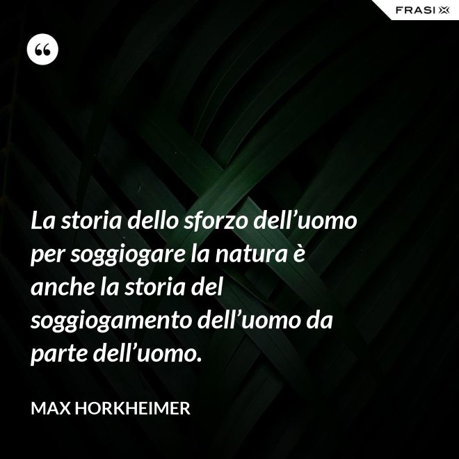 La storia dello sforzo dell’uomo per soggiogare la natura è anche la storia del soggiogamento dell’uomo da parte dell’uomo. - Max Horkheimer