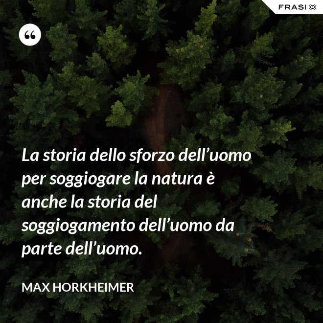 La storia dello sforzo dell’uomo per soggiogare la natura è anche la storia del soggiogamento dell’uomo da parte dell’uomo. - Max Horkheimer
