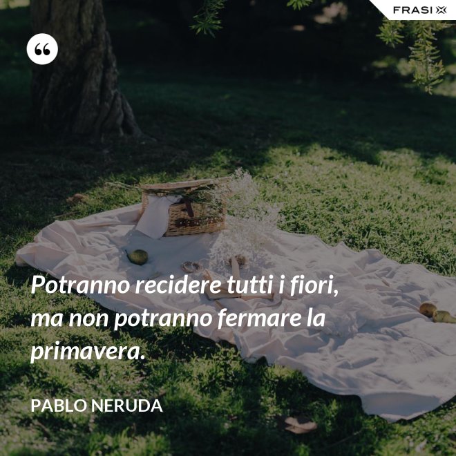 Potranno recidere tutti i fiori, ma non potranno fermare la primavera. - Pablo Neruda
