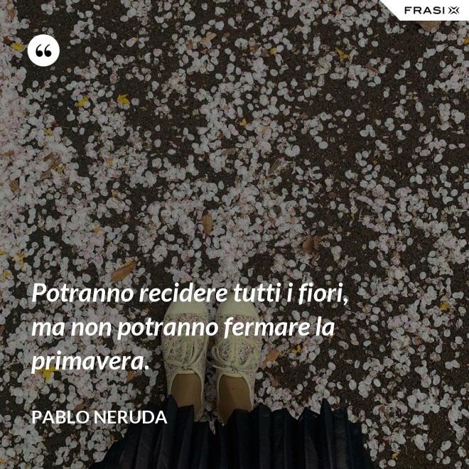 Potranno recidere tutti i fiori, ma non potranno fermare la primavera. - Pablo Neruda