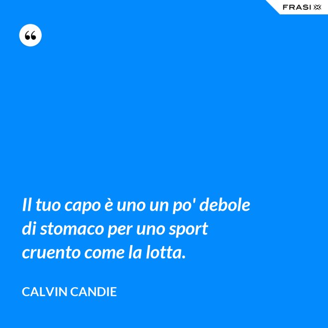 Il tuo capo è uno un po' debole di stomaco per uno sport cruento come la lotta. - Calvin Candie