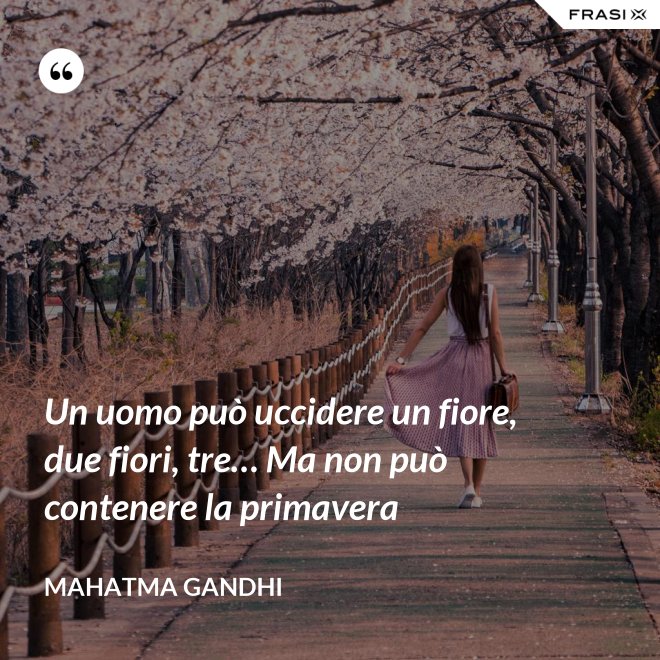 Un uomo può uccidere un fiore, due fiori, tre… Ma non può contenere la primavera - Mahatma Gandhi