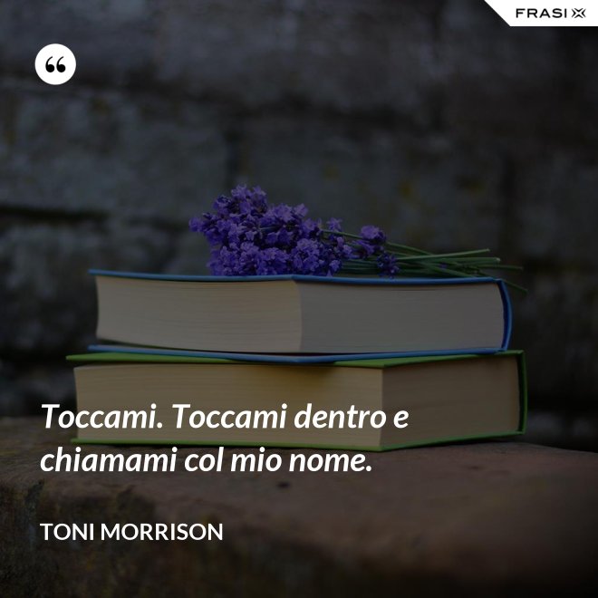 Toccami. Toccami dentro e chiamami col mio nome. - Toni Morrison