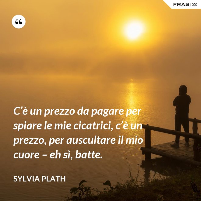 C’è un prezzo da pagare per spiare le mie cicatrici, c’è un prezzo, per auscultare il mio cuore – eh sì, batte. - Sylvia Plath