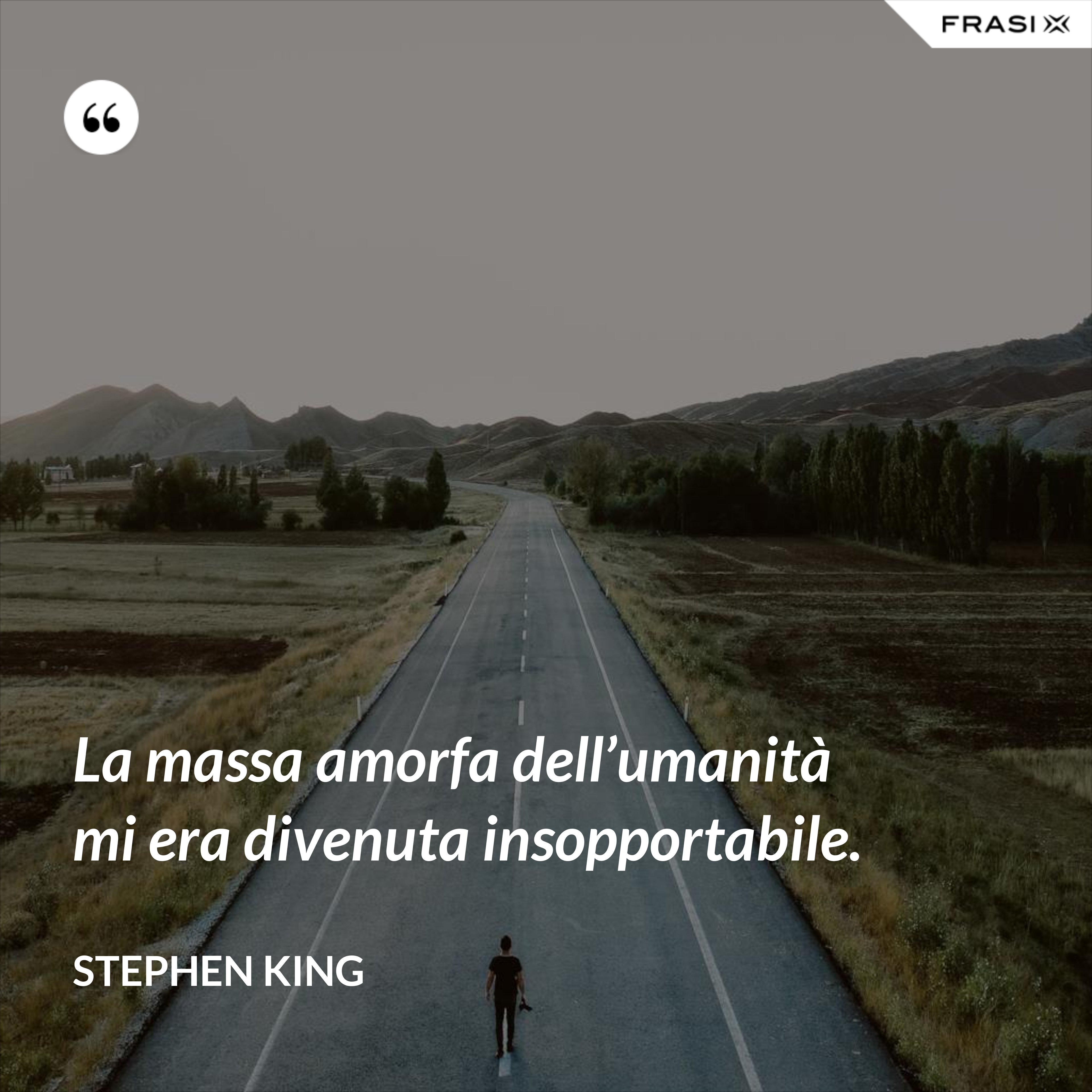 La massa amorfa dell’umanità mi era divenuta insopportabile. - Stephen King