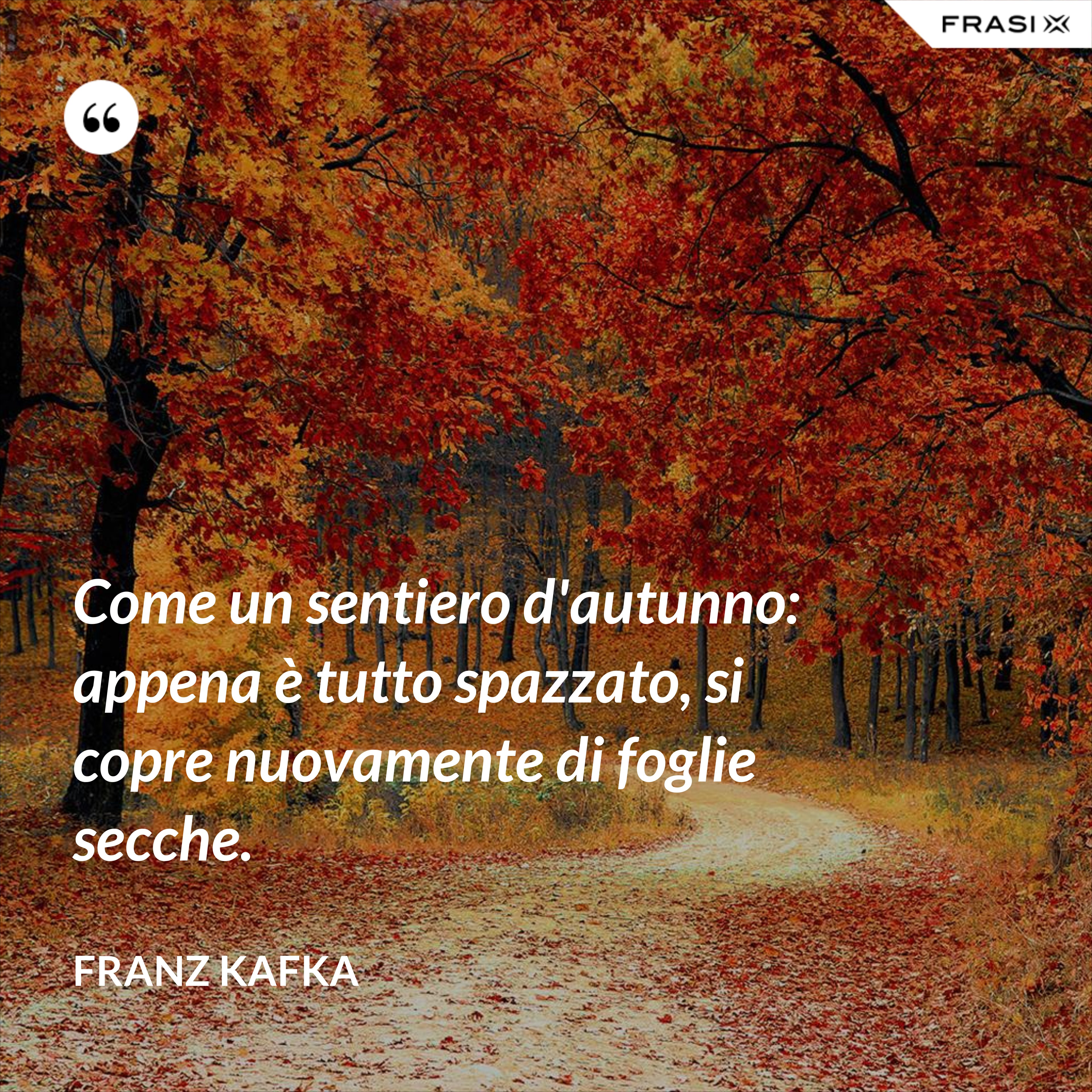 Come un sentiero d'autunno: appena è tutto spazzato, si copre nuovamente di foglie secche. - Franz Kafka