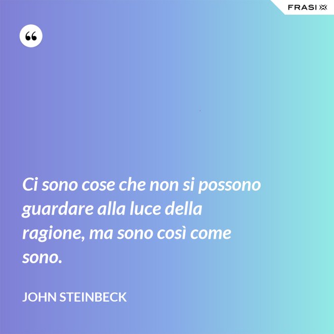 Ci sono cose che non si possono guardare alla luce della ragione, ma sono così come sono. - John Steinbeck