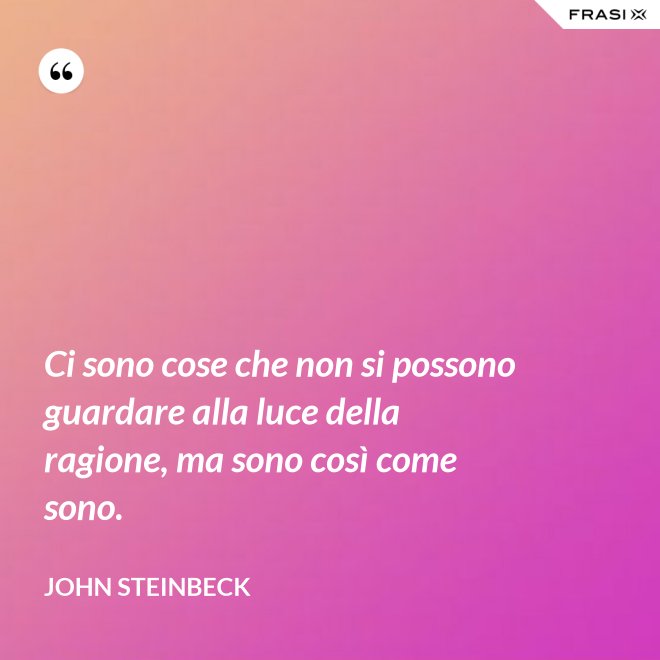 Ci sono cose che non si possono guardare alla luce della ragione, ma sono così come sono. - John Steinbeck