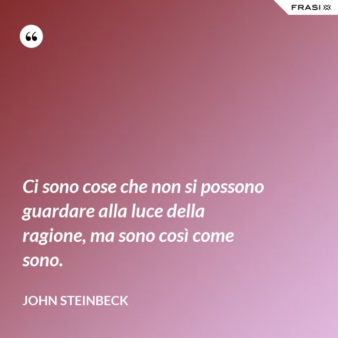 Ci sono cose che non si possono guardare alla luce della ragione, ma sono così come sono. - John Steinbeck