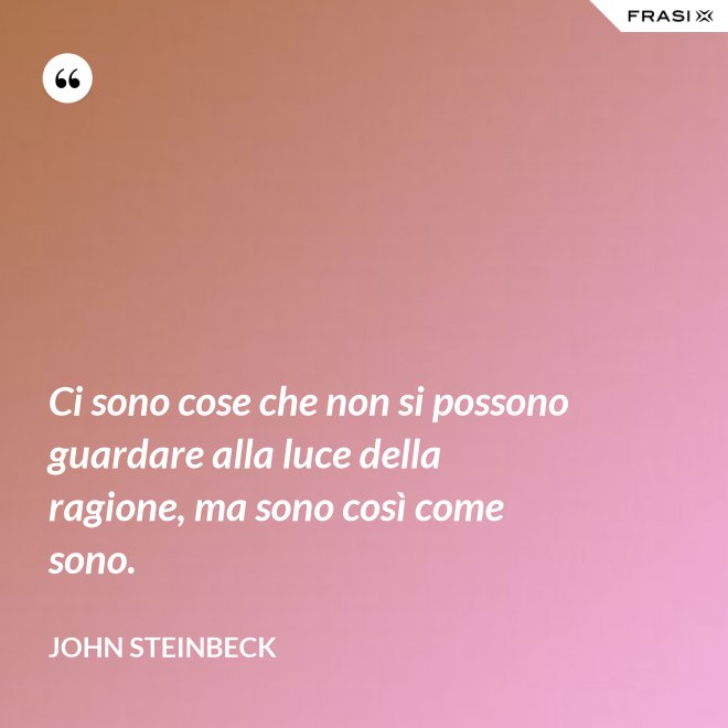 Ci sono cose che non si possono guardare alla luce della ragione, ma sono così come sono. - John Steinbeck