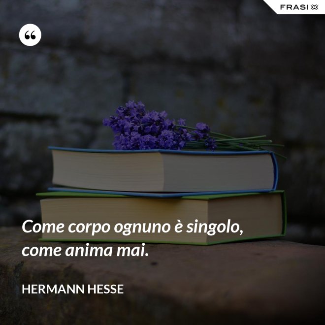 Come corpo ognuno è singolo, come anima mai. - Hermann Hesse