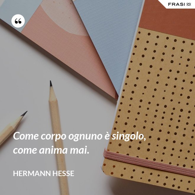Come corpo ognuno è singolo, come anima mai. - Hermann Hesse