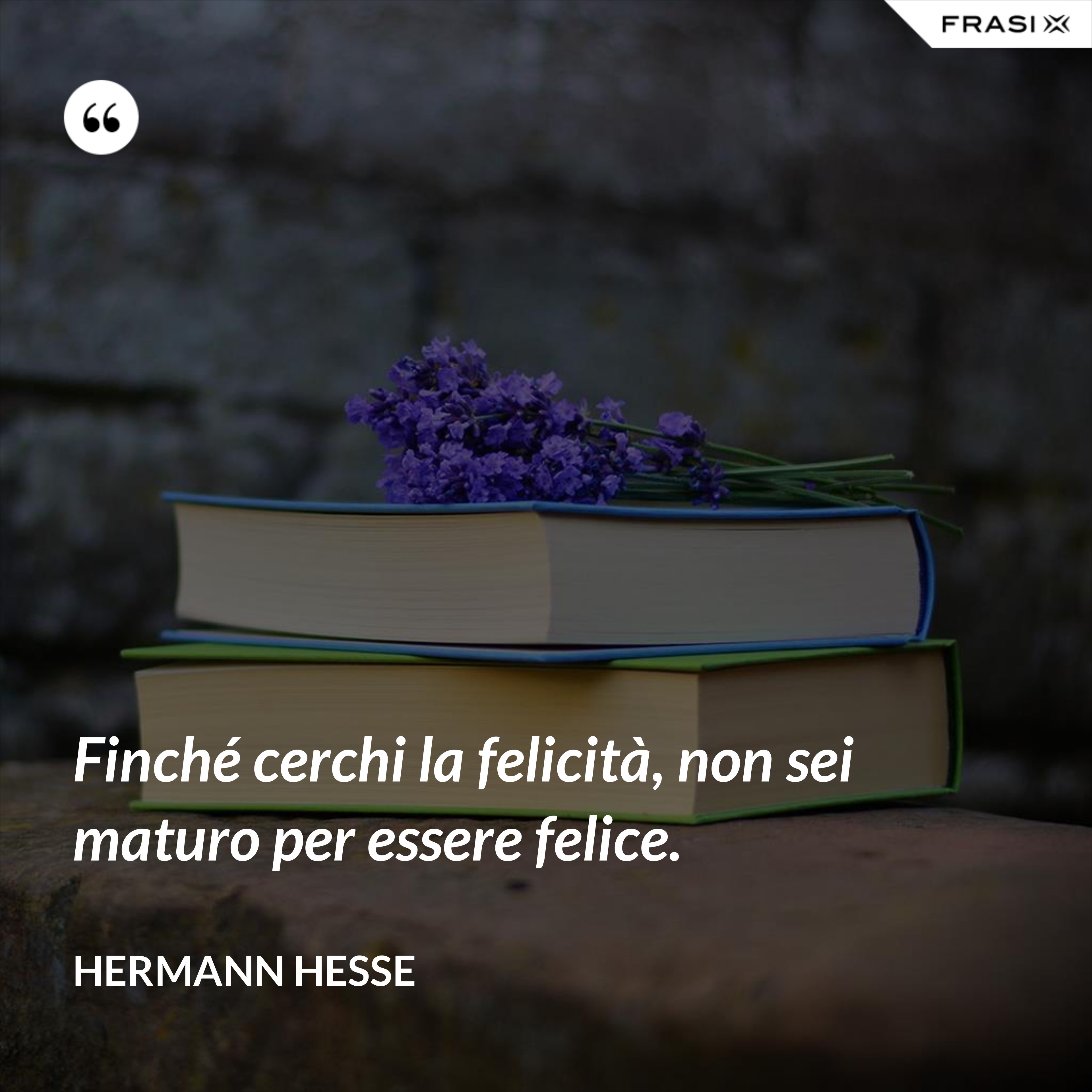 Finché cerchi la felicità, non sei maturo per essere felice. - Hermann Hesse
