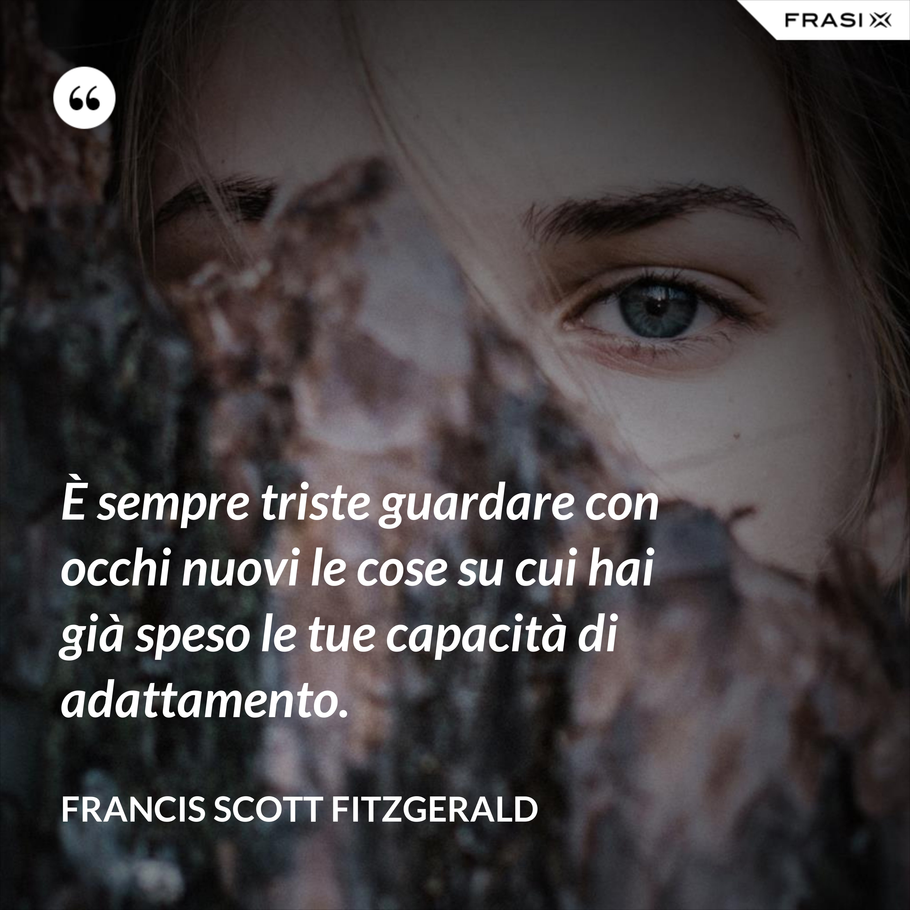 È sempre triste guardare con occhi nuovi le cose su cui hai già speso le tue capacità di adattamento. - Francis Scott Fitzgerald