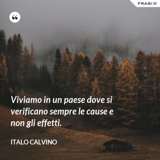 Viviamo in un paese dove si verificano sempre le cause e non gli effetti. - Italo Calvino