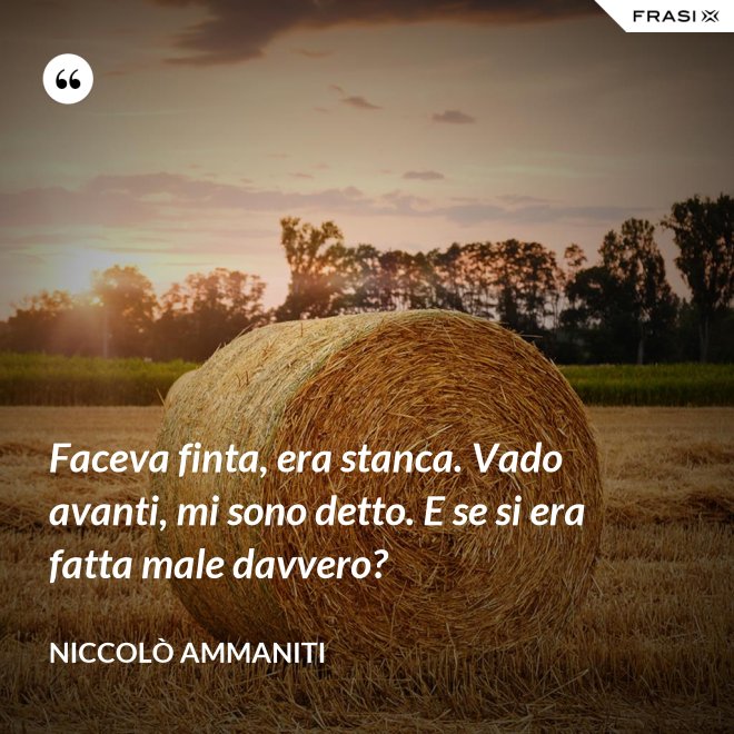 Faceva finta, era stanca. Vado avanti, mi sono detto. E se si era fatta male davvero? - Niccolò Ammaniti