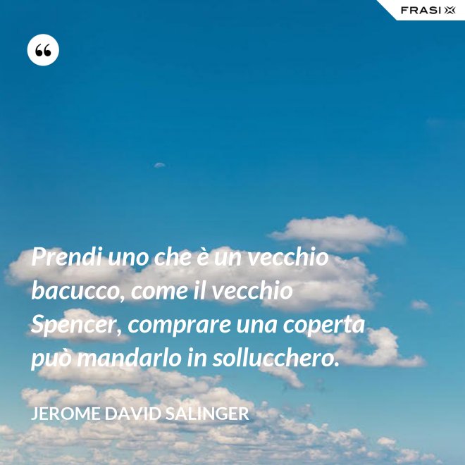 Prendi uno che è un vecchio bacucco, come il vecchio Spencer, comprare una coperta può mandarlo in sollucchero. - Jerome David Salinger