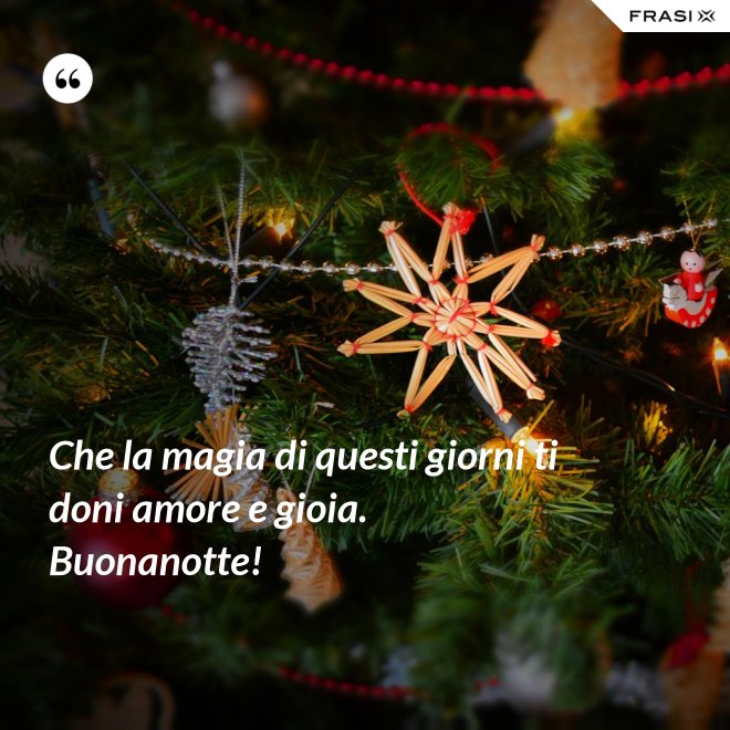 Che la magia di questi giorni ti doni amore e gioia. Buonanotte! - Anonimo