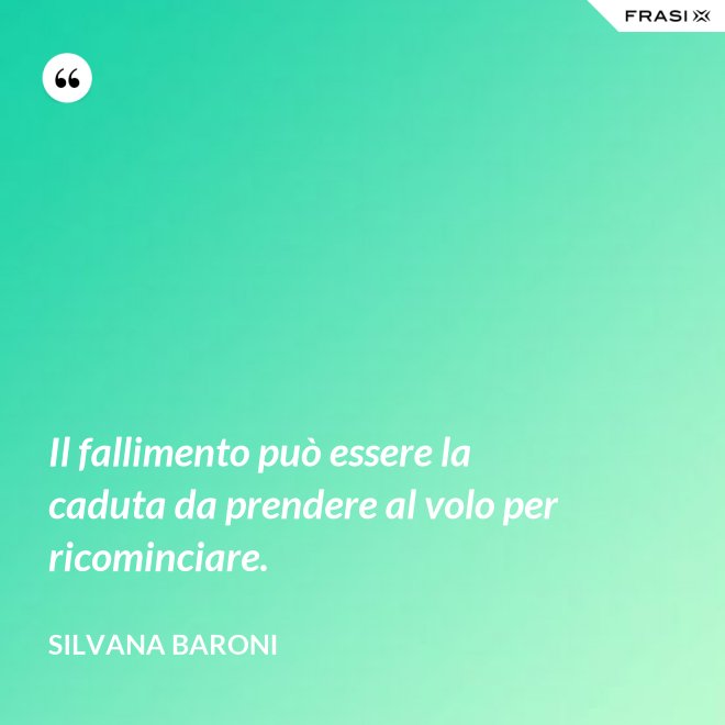 Il fallimento può essere la caduta da prendere al volo per ricominciare. - Silvana Baroni