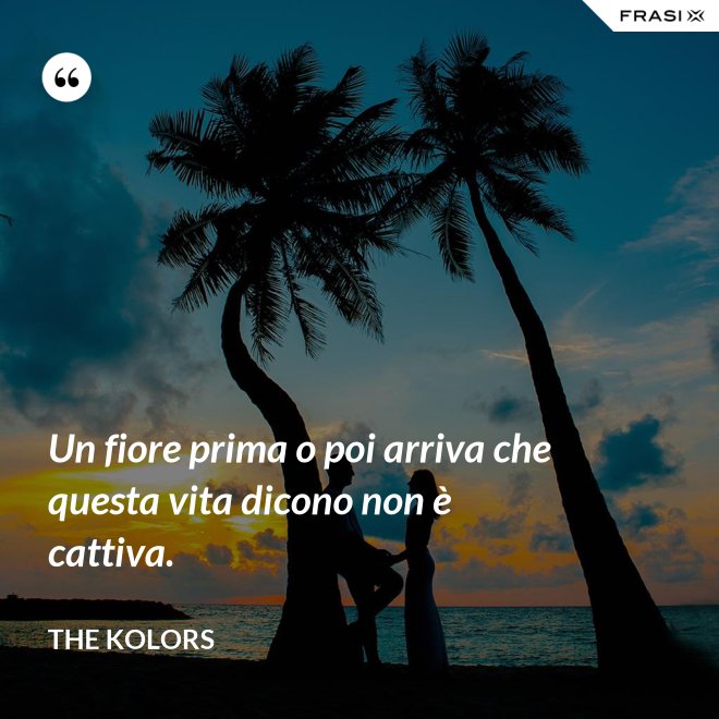 Un fiore prima o poi arriva che questa vita dicono non è cattiva. - The Kolors