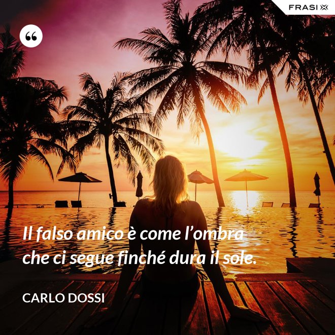 Il falso amico è come l’ombra che ci segue finché dura il sole. - Carlo Dossi