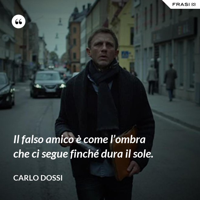 Il falso amico è come l’ombra che ci segue finché dura il sole. - Carlo Dossi