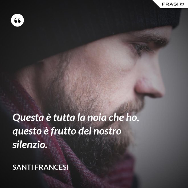 Questa è tutta la noia che ho, questo è frutto del nostro silenzio. - Santi Francesi