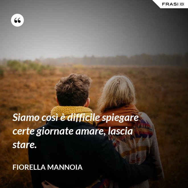 Siamo così è difficile spiegare certe giornate amare, lascia stare. - Fiorella Mannoia
