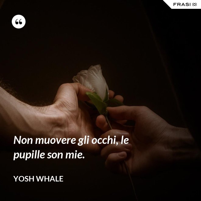 Non muovere gli occhi, le pupille son mie. - Yosh Whale