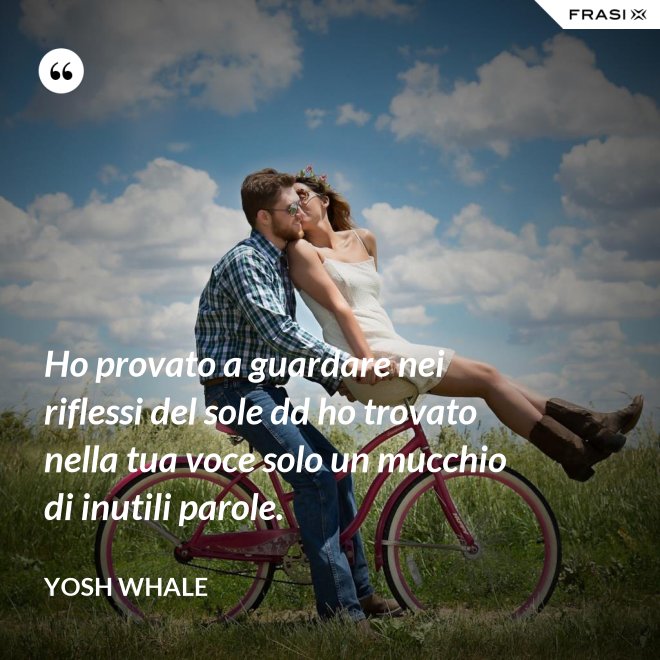 Ho provato a guardare nei riflessi del sole dd ho trovato nella tua voce solo un mucchio di inutili parole. - Yosh Whale