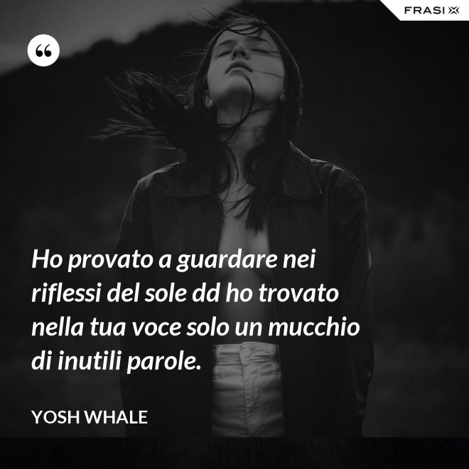 Ho provato a guardare nei riflessi del sole dd ho trovato nella tua voce solo un mucchio di inutili parole. - Yosh Whale