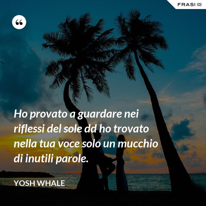 Ho provato a guardare nei riflessi del sole dd ho trovato nella tua voce solo un mucchio di inutili parole. - Yosh Whale