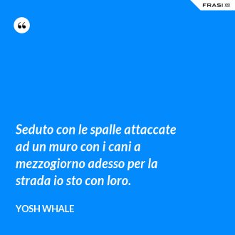 Seduto con le spalle attaccate ad un muro con i cani a mezzogiorno adesso per la strada io sto con loro. - Yosh Whale