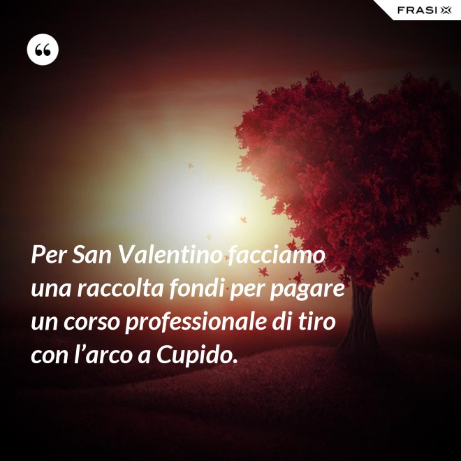 Per San Valentino facciamo una raccolta fondi per pagare un corso professionale di tiro con l’arco a Cupido. - Anonimo