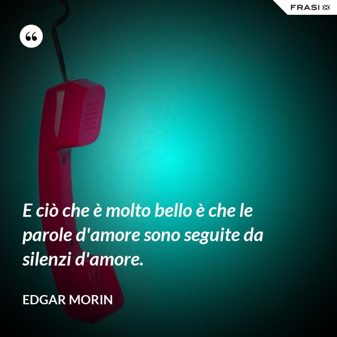E ciò che è molto bello è che le parole d'amore sono seguite da silenzi d'amore. - Edgar Morin
