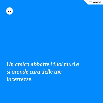 Un amico abbatte i tuoi muri e si prende cura delle tue incertezze. - Anonimo