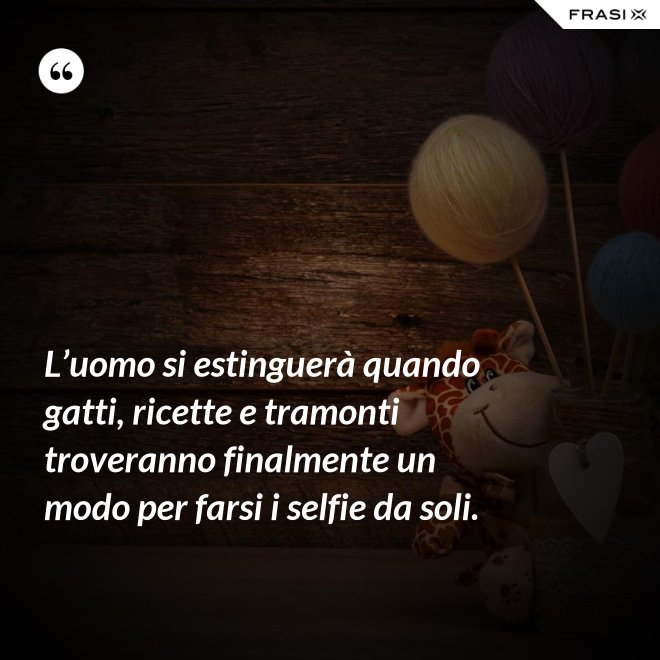 L’uomo si estinguerà quando gatti, ricette e tramonti troveranno finalmente un modo per farsi i selfie da soli. - Anonimo