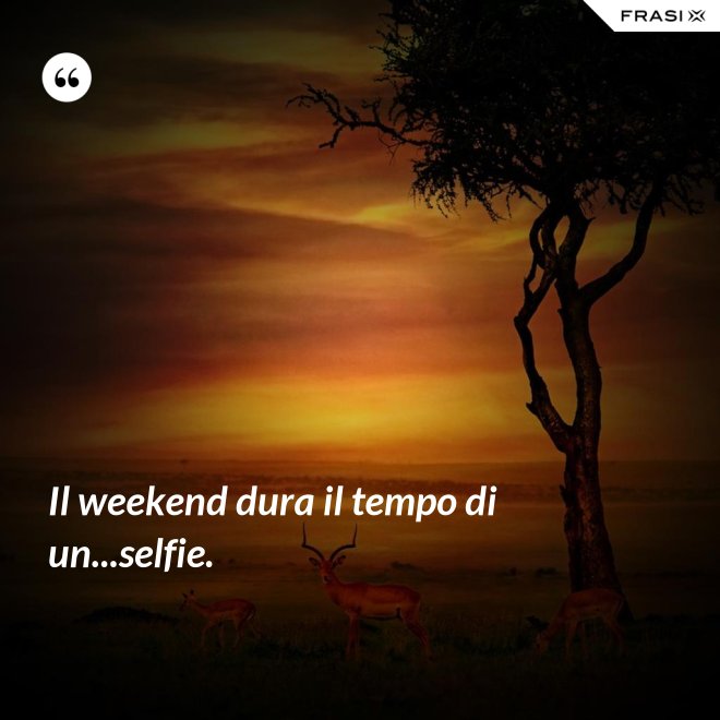 Il weekend dura il tempo di un...selfie. - Anonimo
